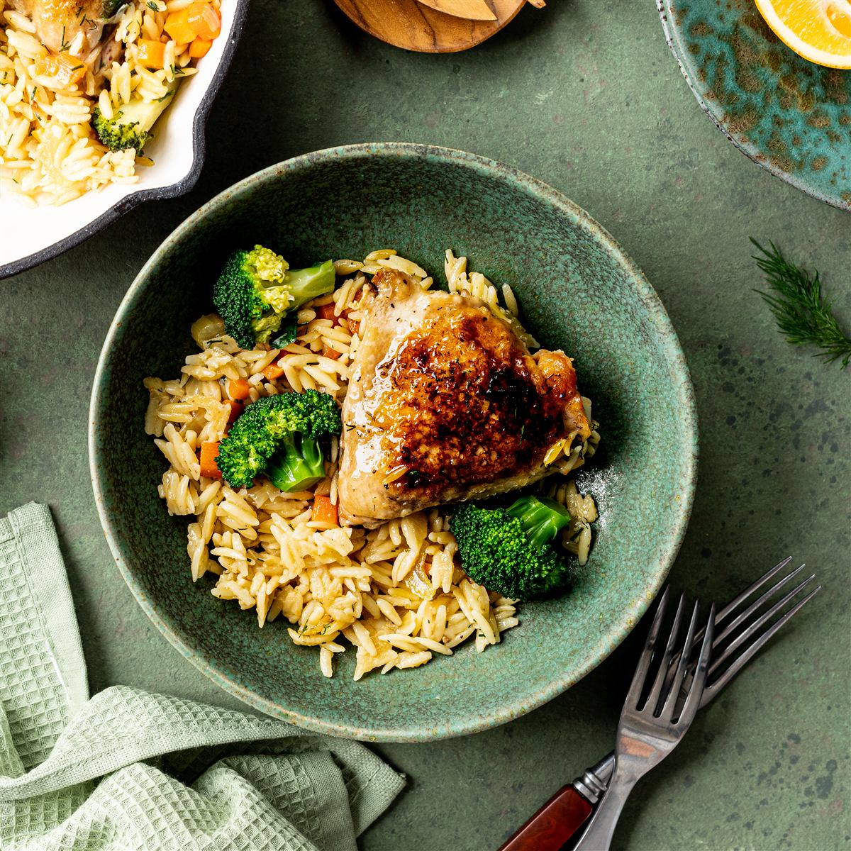 A hot plated meal served in the dining room