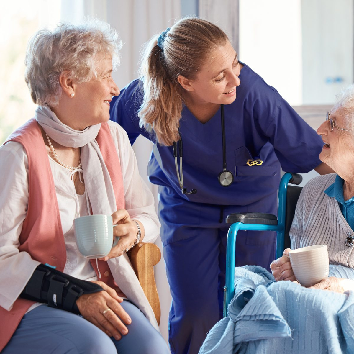 A caregiver with a resident